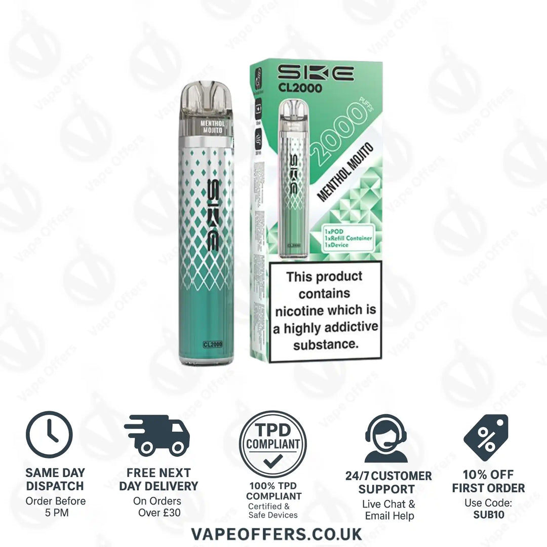 SKE Crystal CL2000 Prefilled Pod Kit Menthol Mojito