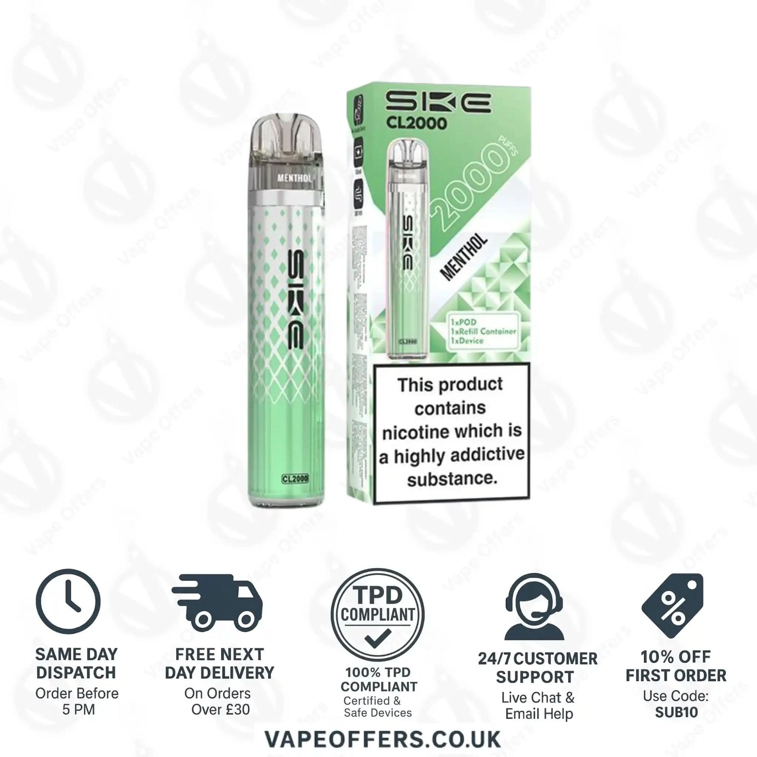 SKE Crystal CL2000 Prefilled Pod Kit Menthol 