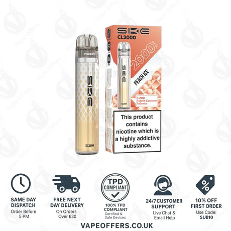 SKE Crystal CL2000 Prefilled Pod Kit Peach Ice