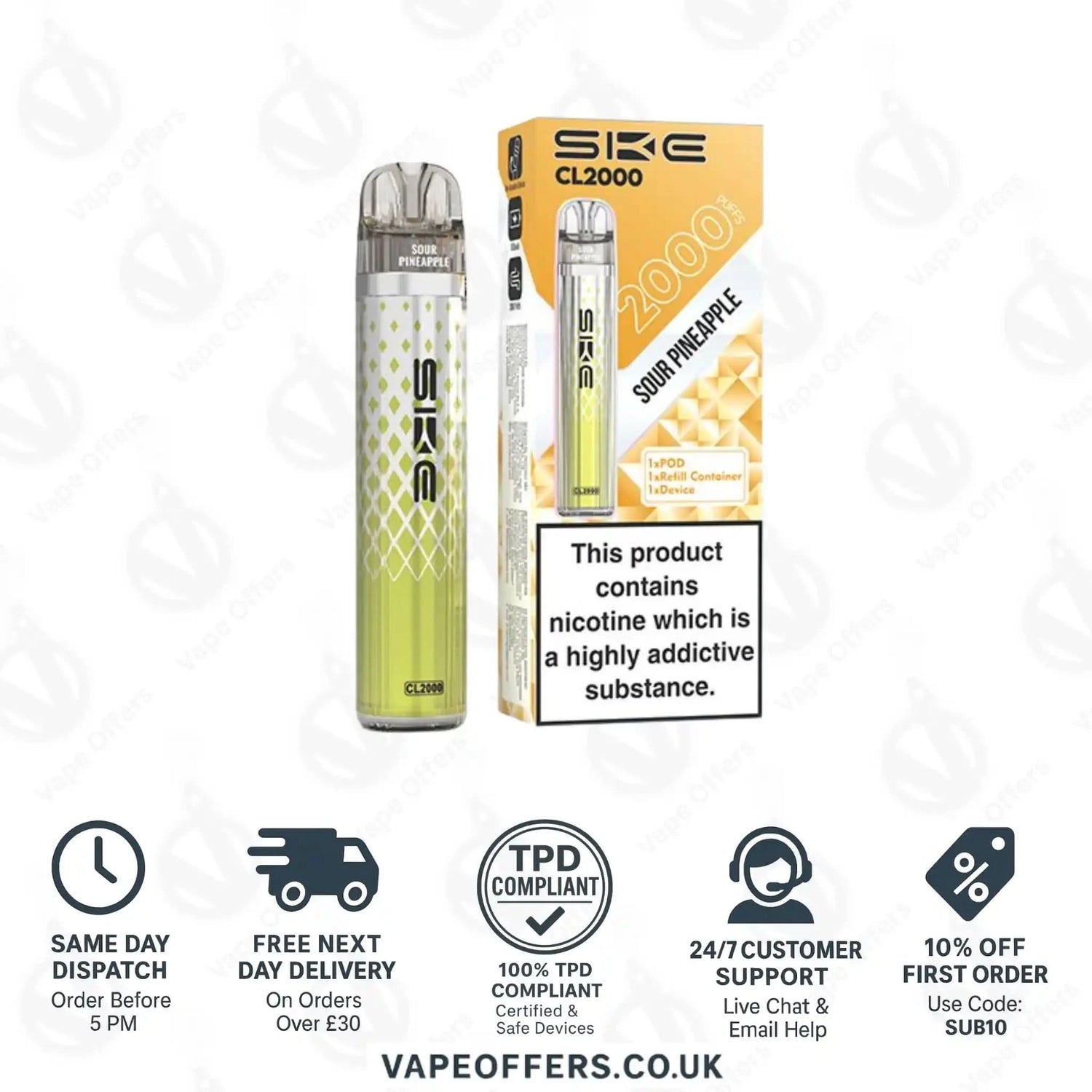 SKE Crystal CL2000 Prefilled Pod Kit Sour Pineapple 