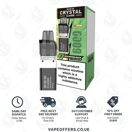 SKE Crystal CL6000 Fresh Menthol Mojito Prefilled Vape Pods