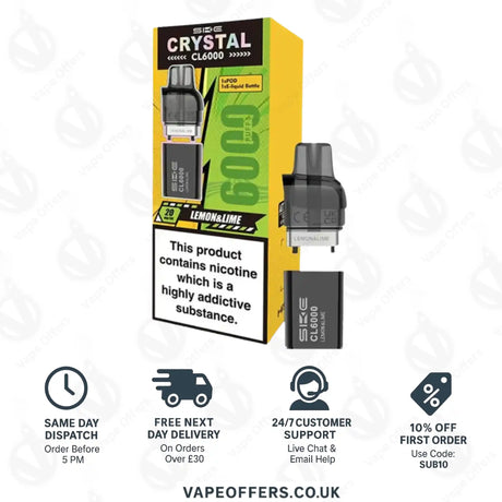 SKE Crystal CL6000 Lemon Lime Prefilled Vape Pods