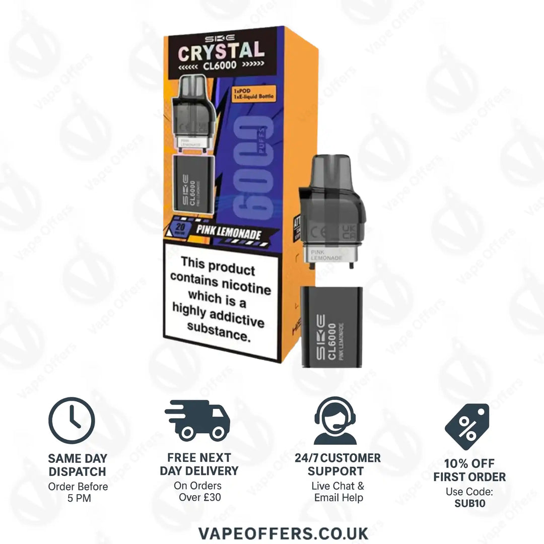 SKE Crystal CL6000 Pink Lemonade Prefilled Vape Pods