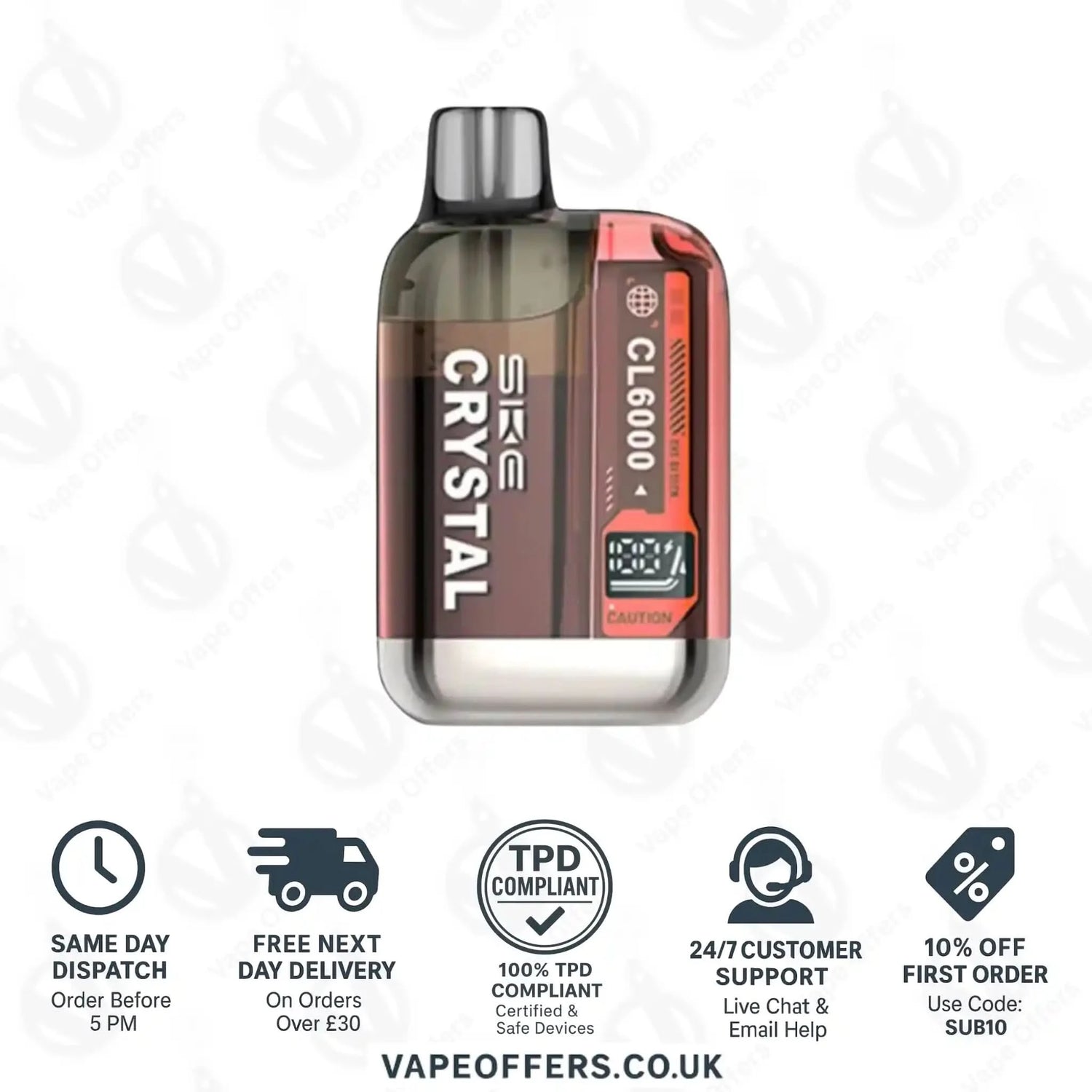 SKE Crystal CL6000 Prefilled Pod Kit Peach Mango Watermelon 