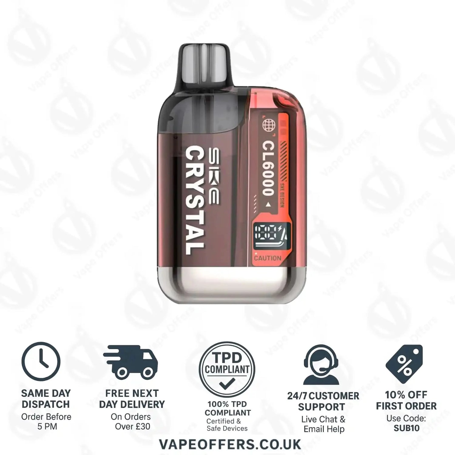 SKE Crystal CL6000 Prefilled Pod Kit Strawberry Burst 