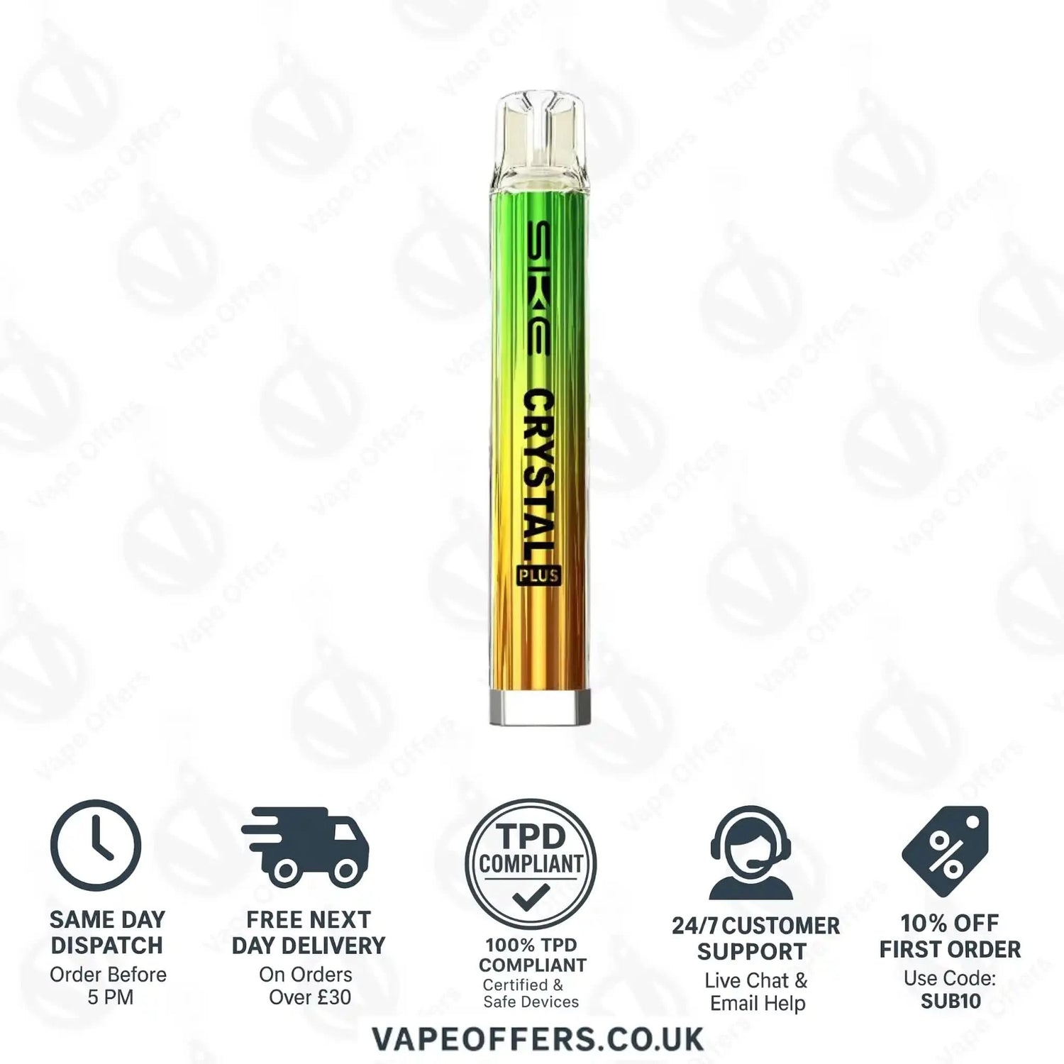 SKE Crystal Plus Vape Kit Prefilled Pod Kit Aurora Green With Lemon & Lime 