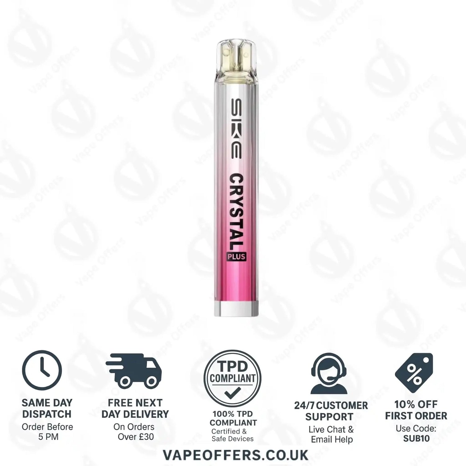 SKE Crystal Plus Vape Kit Prefilled Pod Kit Aurora Pink With Strawberry Burst 