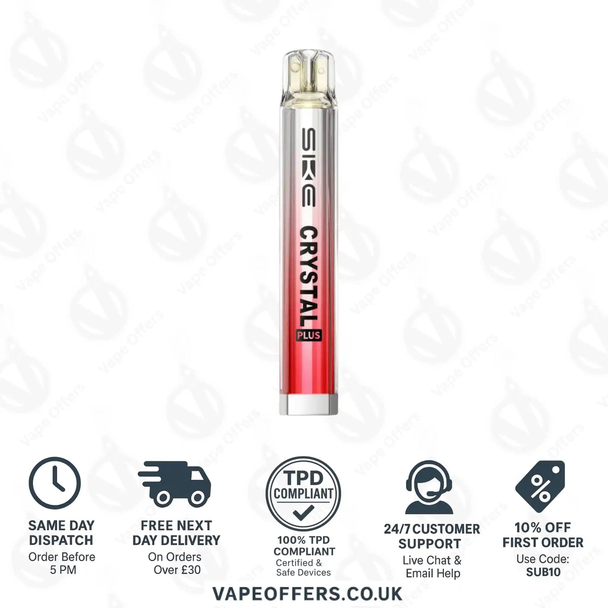 SKE Crystal Plus Vape Kit Prefilled Pod Kit Aurora Red With Watermelon Ice