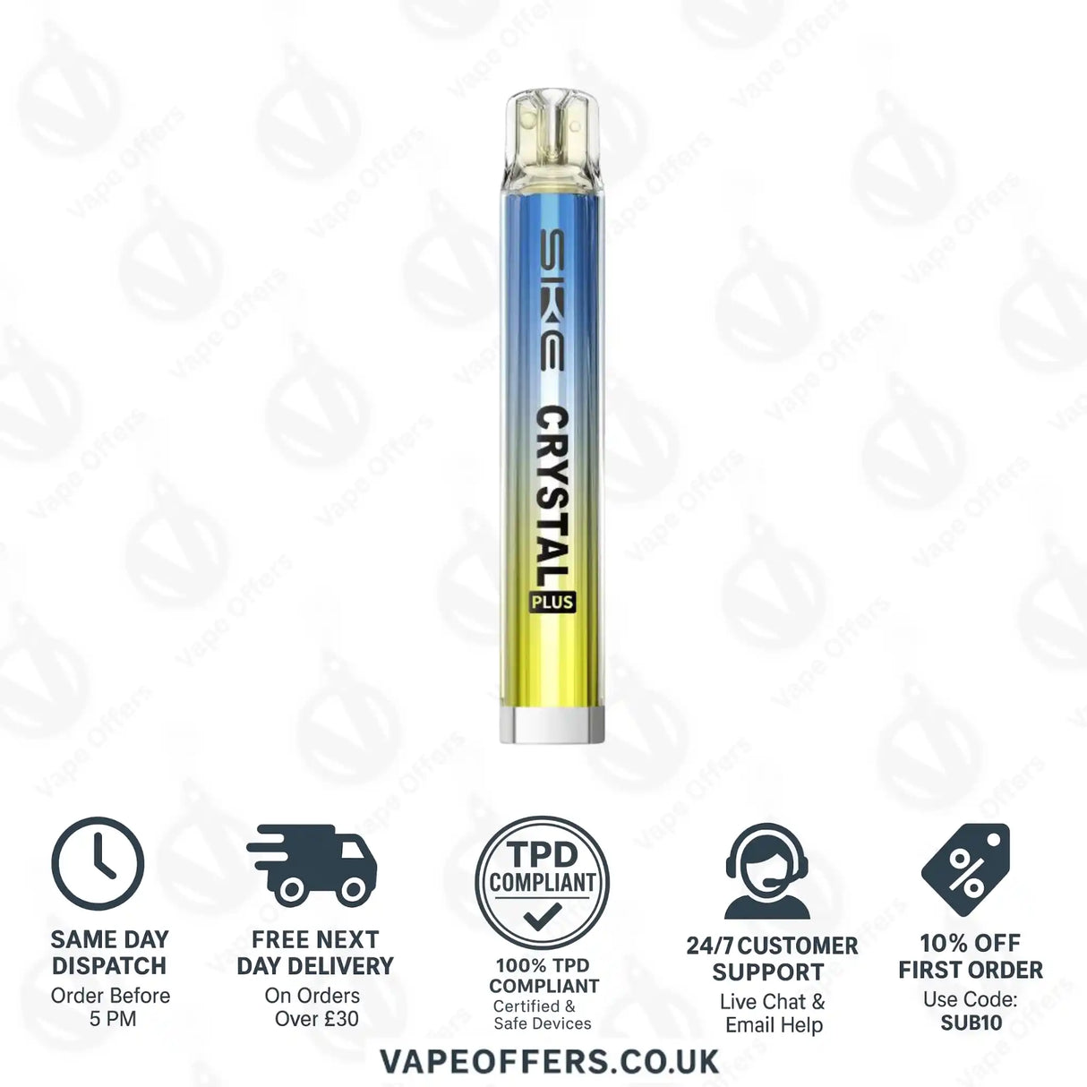 SKE Crystal Plus Vape Kit Prefilled Pod Kit Aurora Yellow With Blue Razz Lemonade