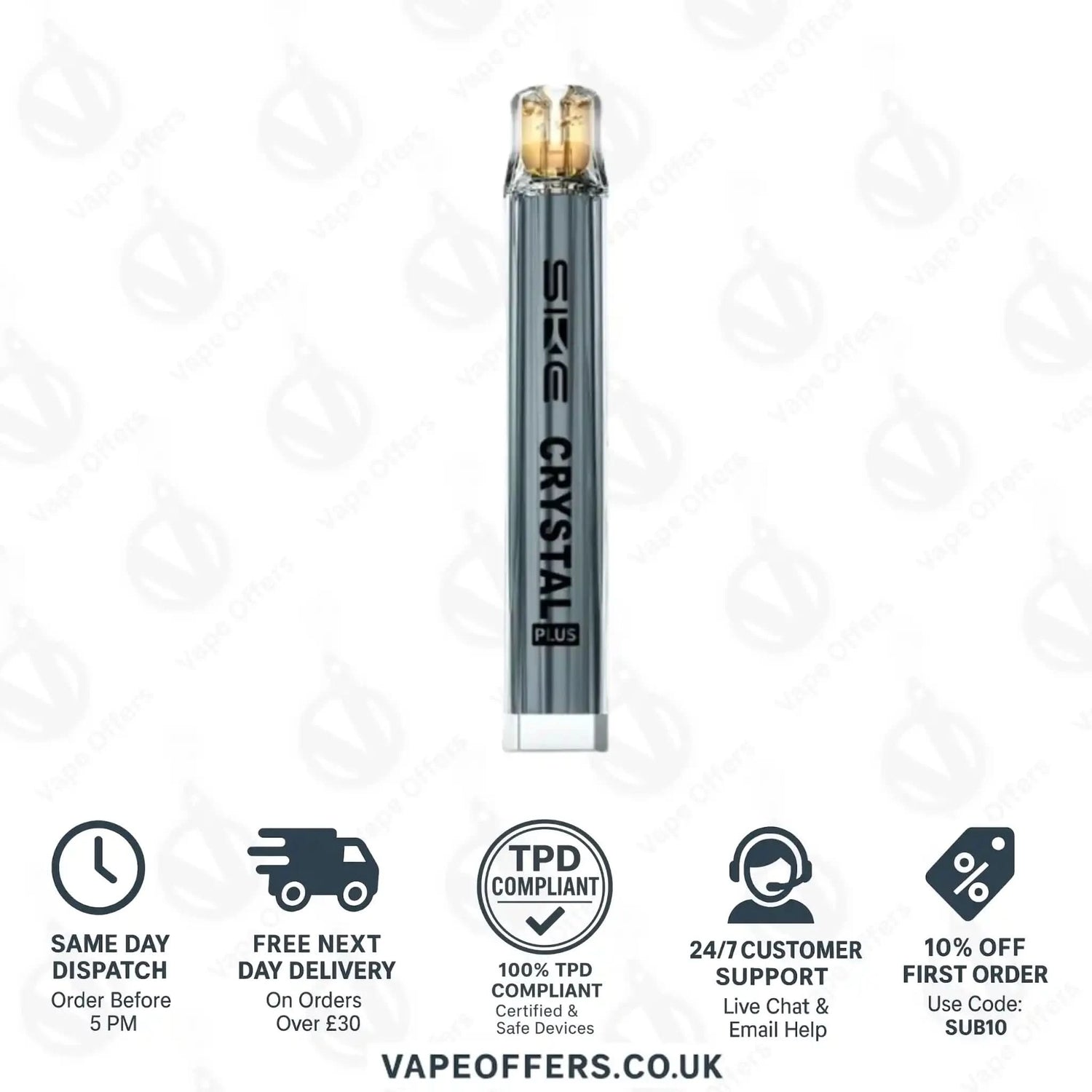 SKE Crystal Plus Vape Kit Prefilled Pod Kit Grey With Blue Fusion 