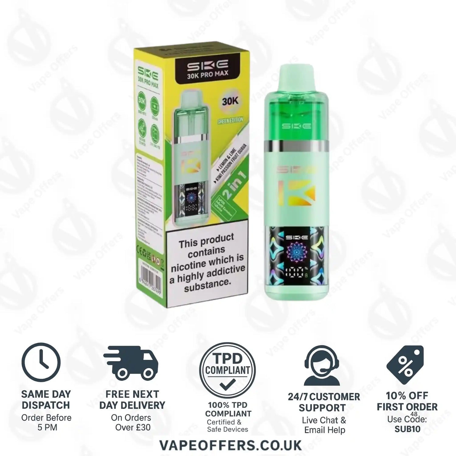 SKE Pro Max 30K 2 in 1 Prefilled Pod Kit Green Edition 