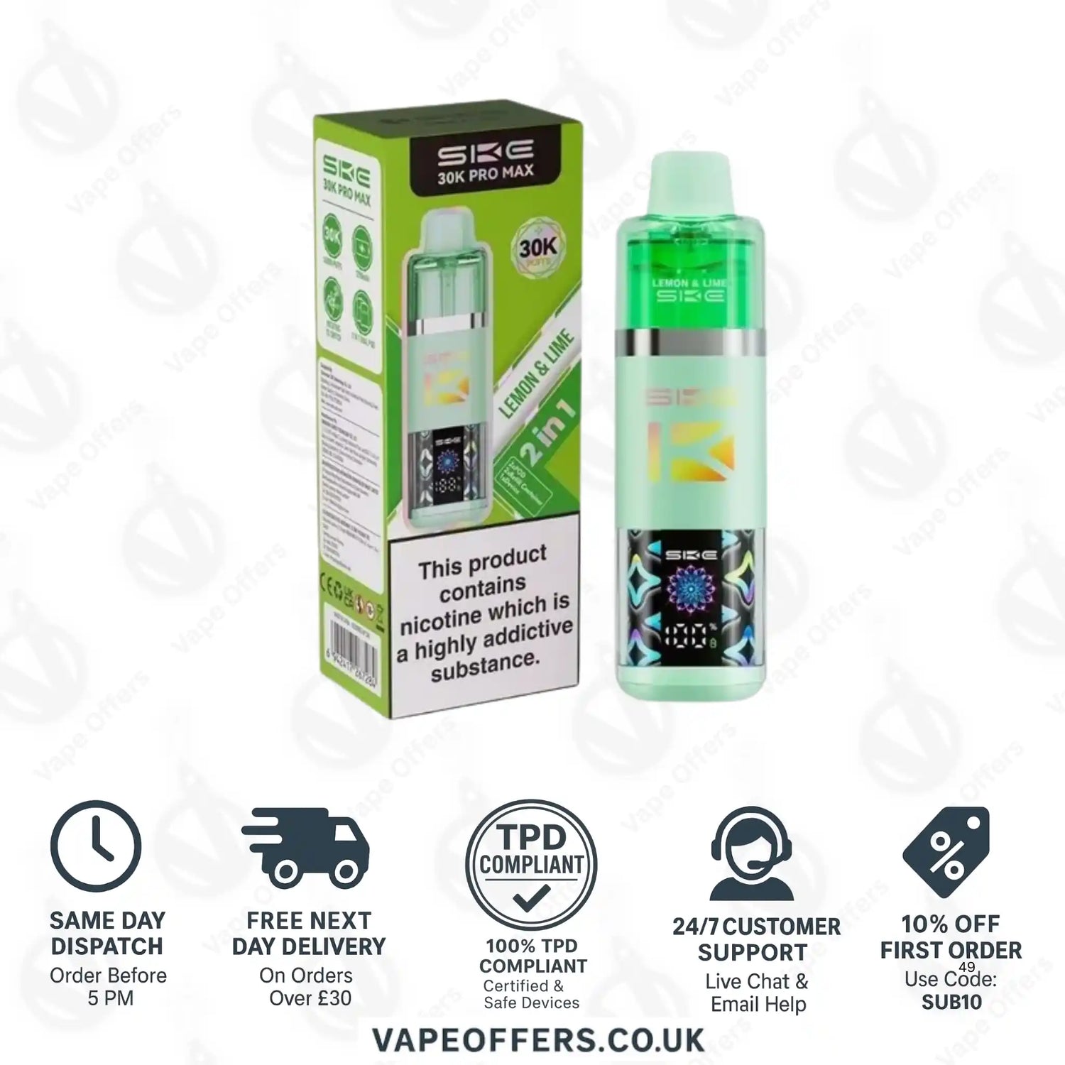 SKE Pro Max 30K 2 in 1 Prefilled Pod Kit Lemon & Lime 