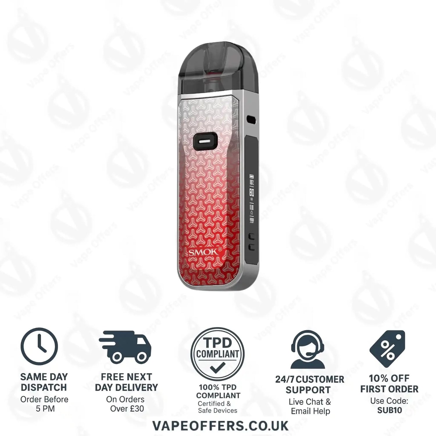 SMOK Nord 5 Pod Vape Kit Red Grey Dart 