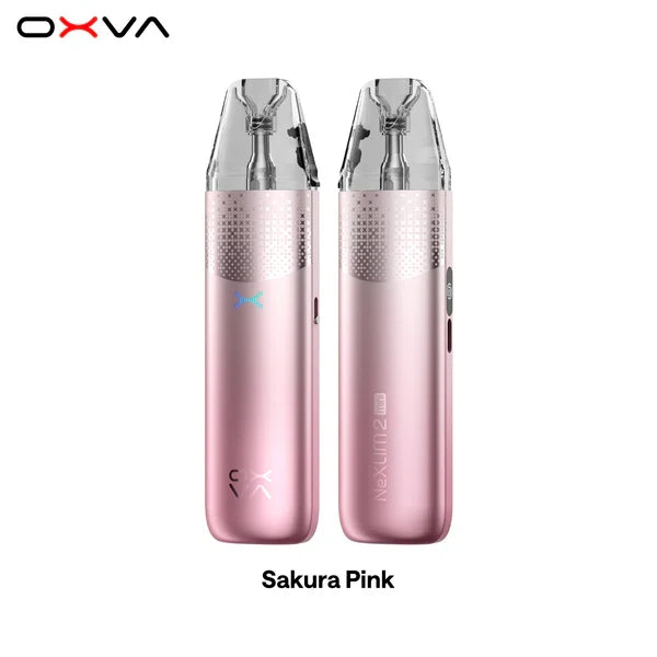 OXVA NeXLIM 2 Mini pod kit in sakura pink, front and back