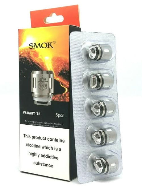 five SMOK V8 Baby T8 replacement vape coils