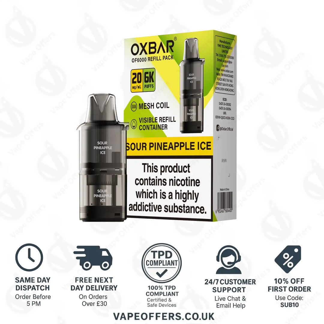 Sour Pineapple Ice OXBAR OF 6000 Prefilled Pod