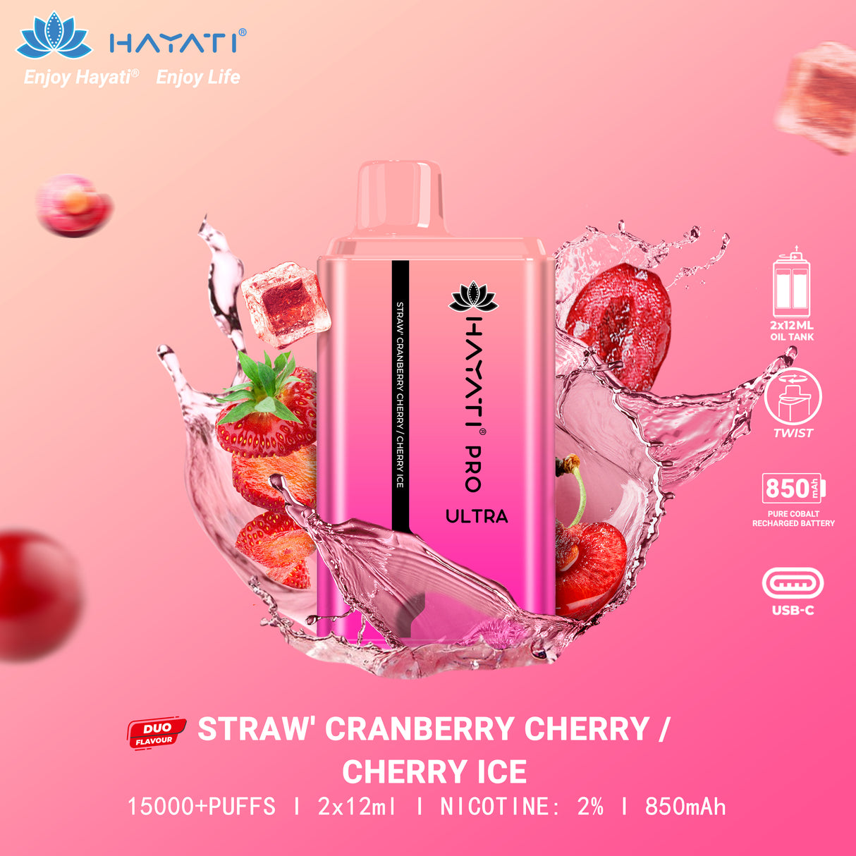 Strawberry Cranberry Cherry & Cherry Ice Hayati Pro Ultra 15000 