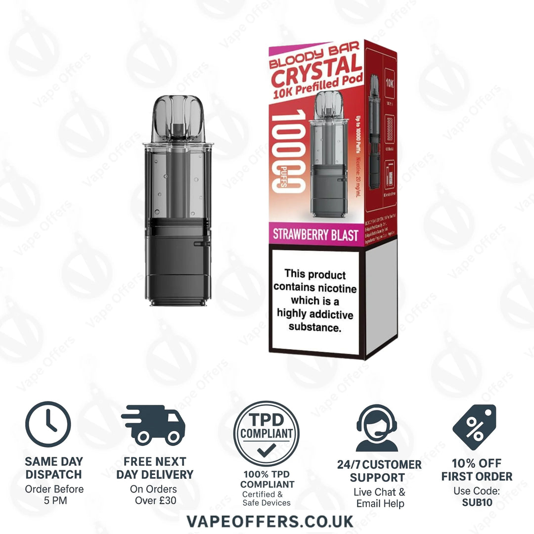Strawberry Blast Bloody Bar Crystal 10K Prefilled Pod