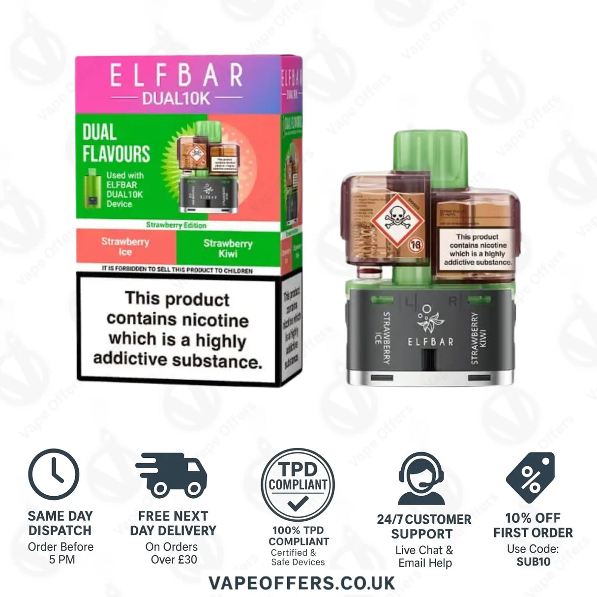 Elf Bar Dual 10K Prefilled Pod Strawberry Edition