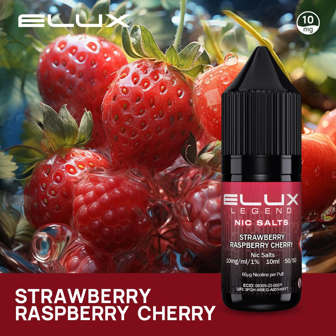 Strawberry Raspberry Cherry Ice Elux Legend Nic Salt 10mg