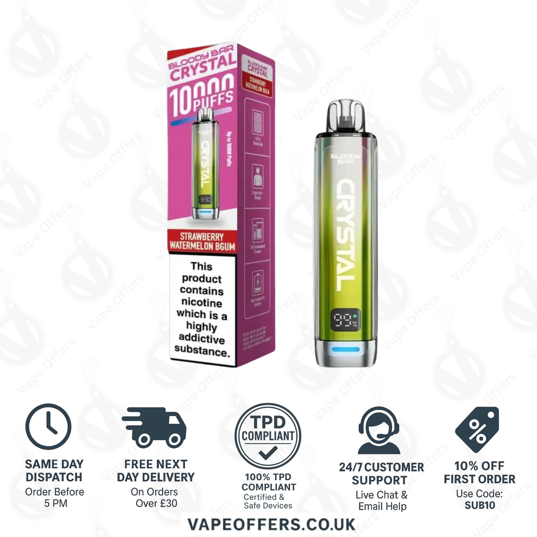 Strawberry Watermelon B-Gum Bloody Bar Crystal 10K Prefilled Pod Kit