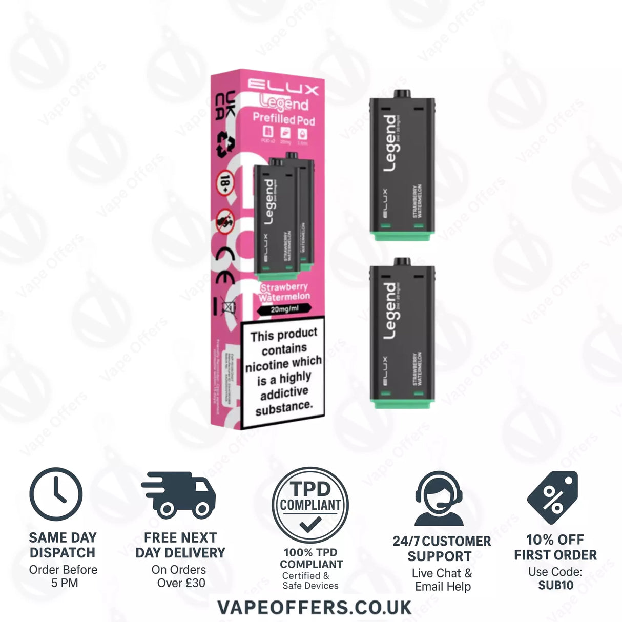 Strawberry Watermelon Elux Legend 1500 2in1 Prefilled Pods