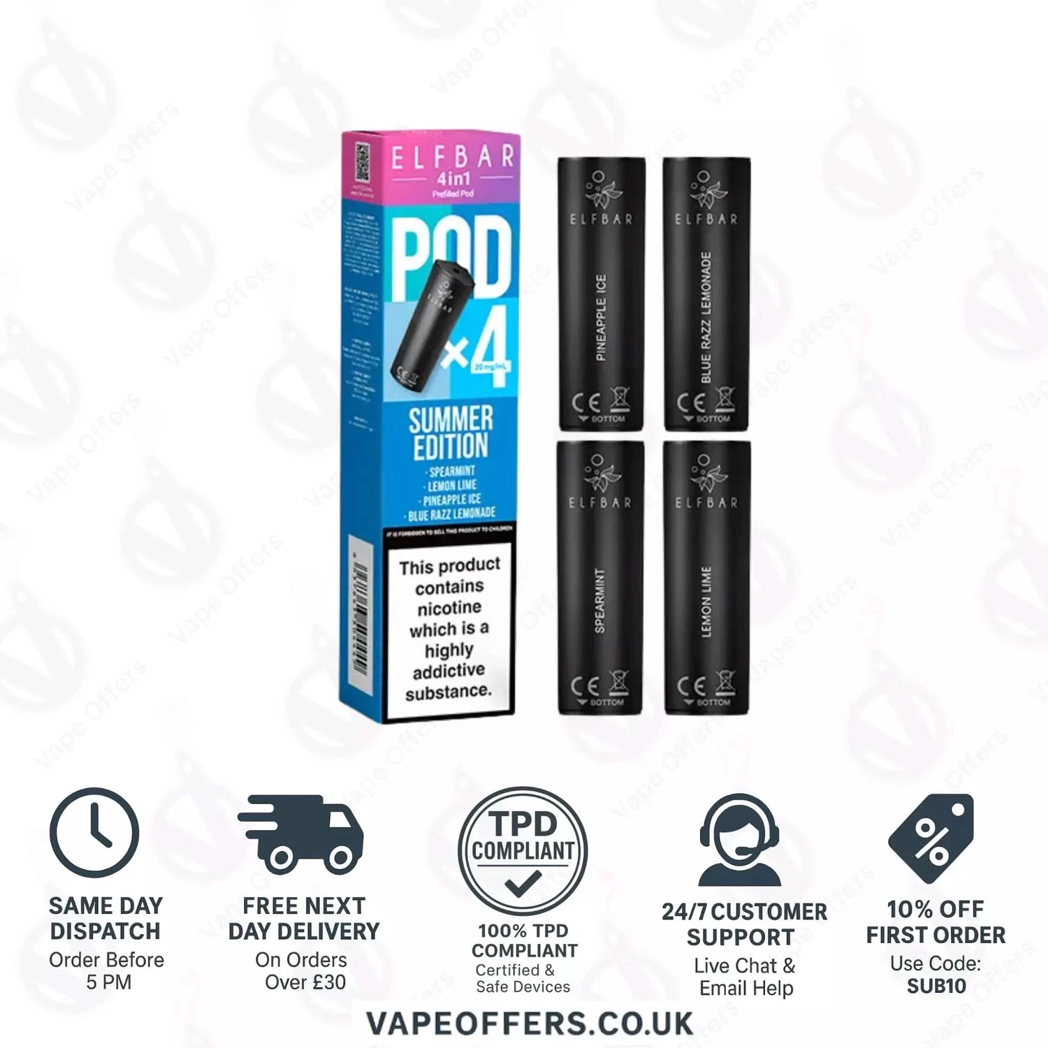 Summer Edition Elf Bar 4 in 1 3200 Puffs Prefilled Pods 