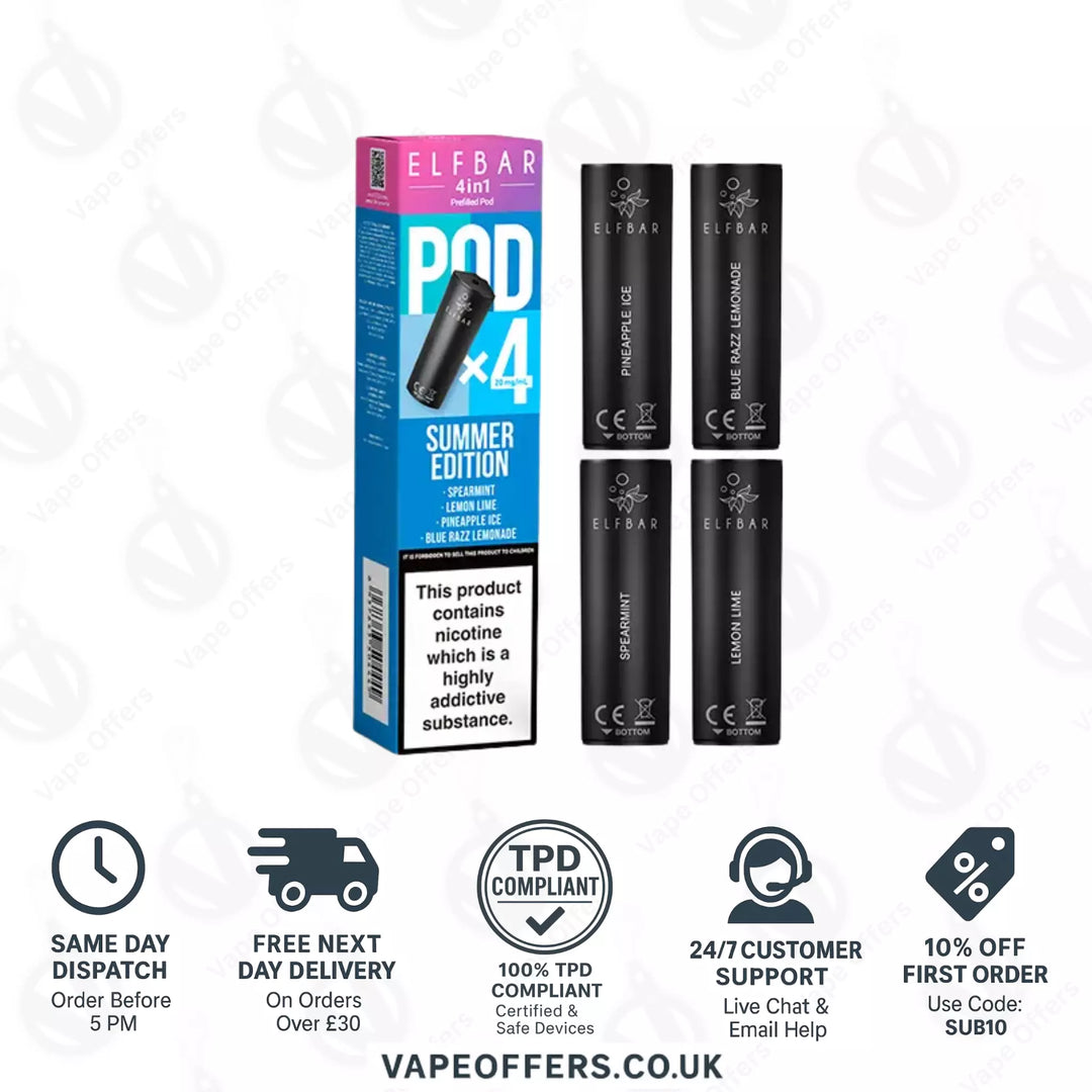 Summer Edition Elf Bar 4 in 1 3200 Puffs Prefilled Pods