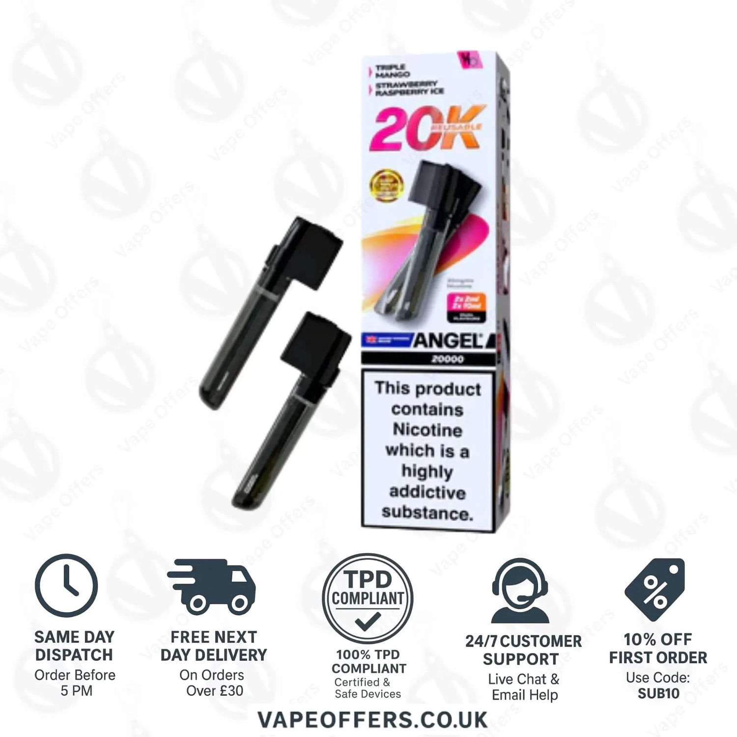 Sunset Edition Vapes Bars Angel 20k Prefilled Dual Pod 