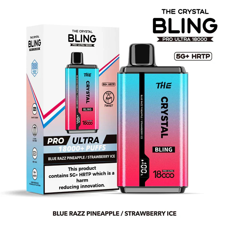 The Crystal Bling 18000 - Blue Razz Pineapple & Strawberry Ice