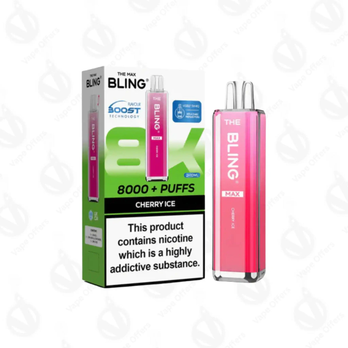 The Crystal Bling Max 8000 Cherry Ice Preffilled Pod Kit