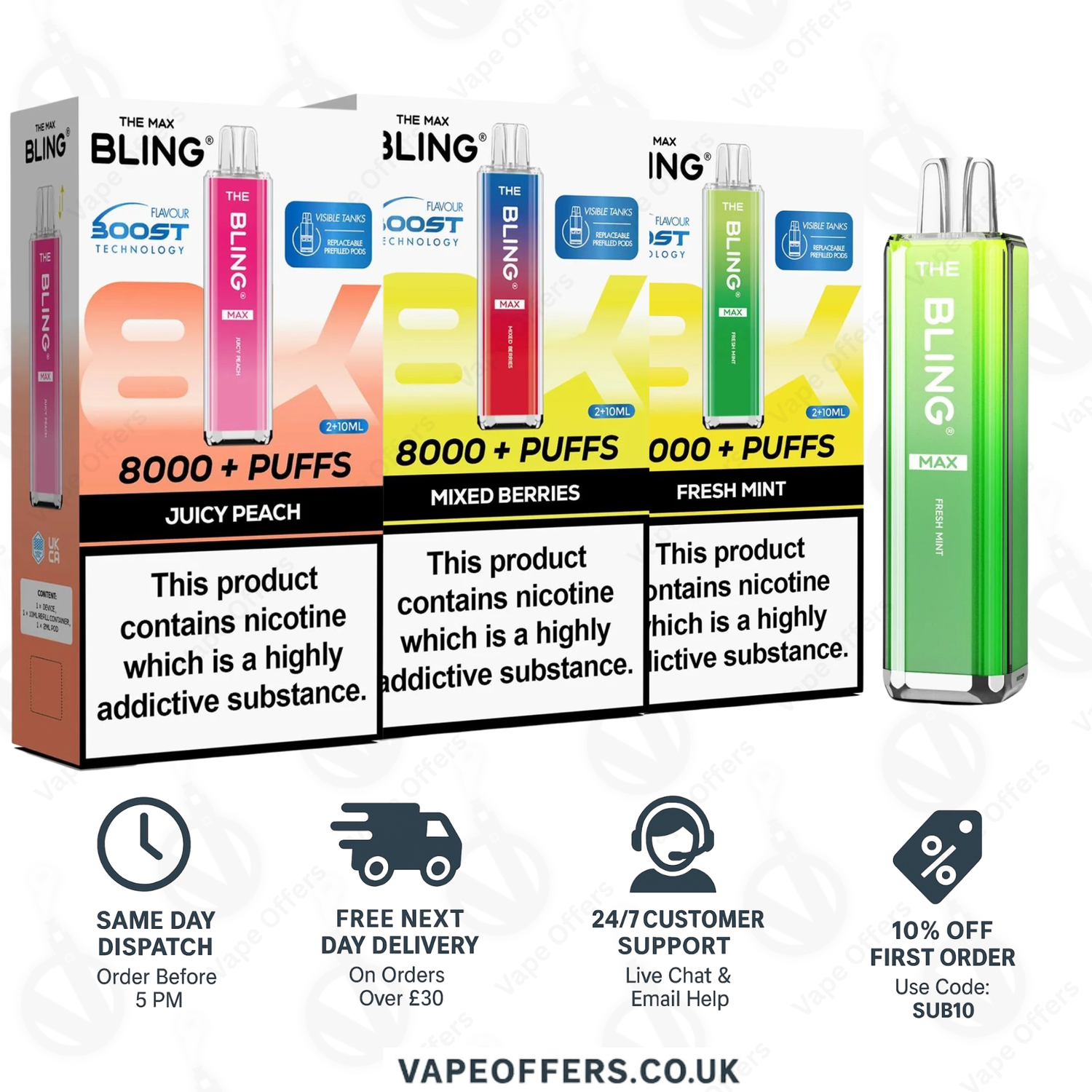 The Crystal Bling Max 8000 Preffilled Pod Kit 