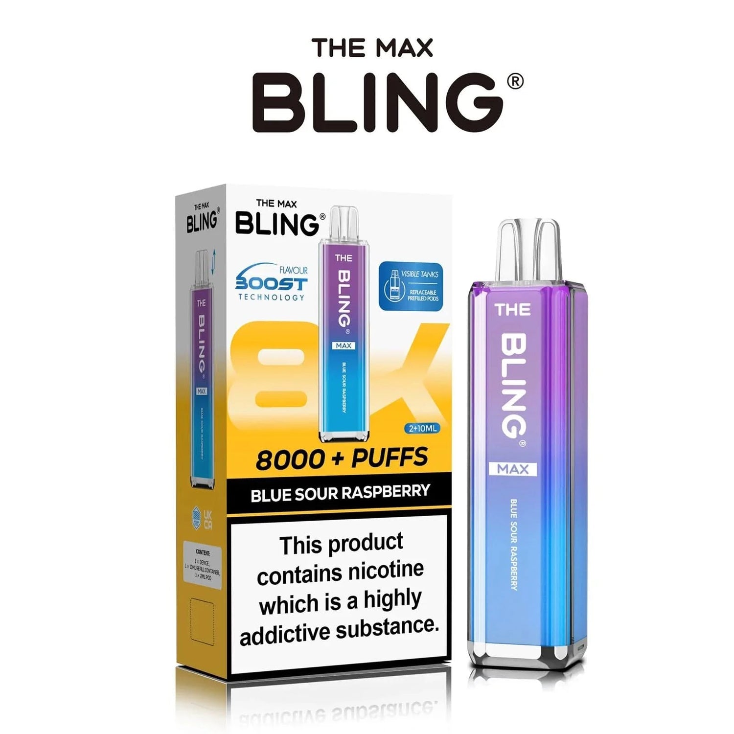 The Crystal Bling Max 8000 Preffilled Pod Kit Blue Sour Raspberry  