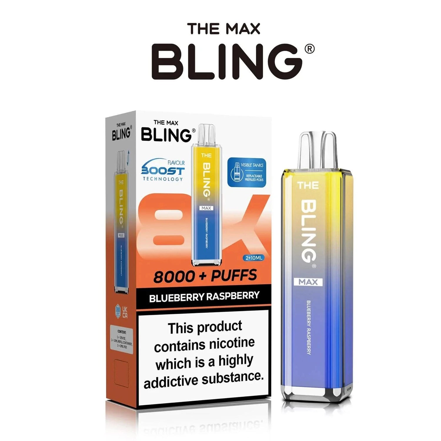 The Crystal Bling Max 8000 Preffilled Pod Kit Blueberry Raspberry  