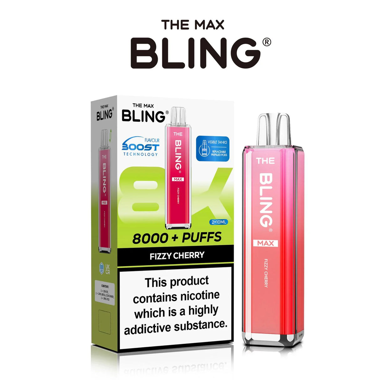 The Crystal Bling Max 8000 Preffilled Pod Kit Fizzy Cherry 