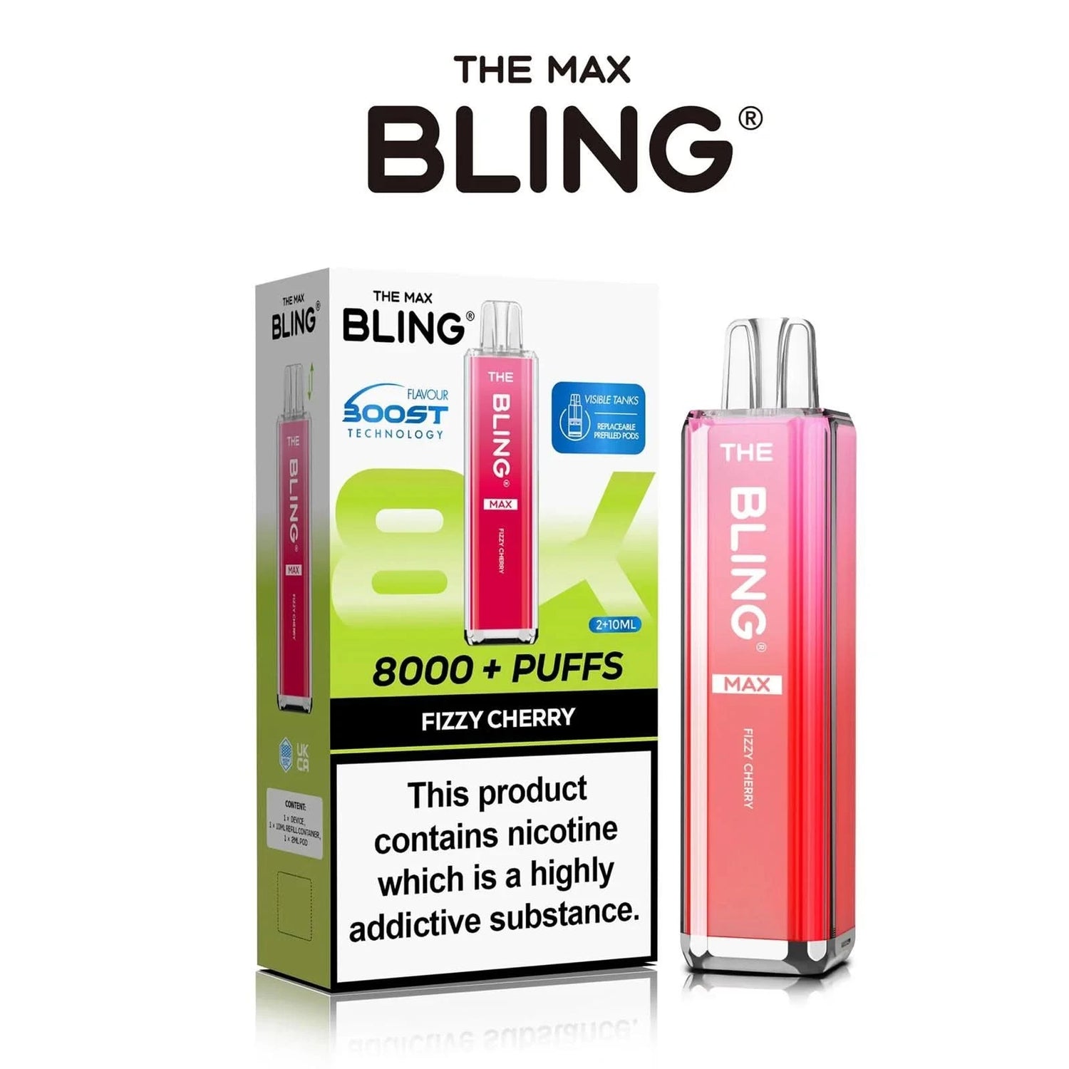 The Crystal Bling Max 8000 Preffilled Pod Kit Fizzy Cherry  