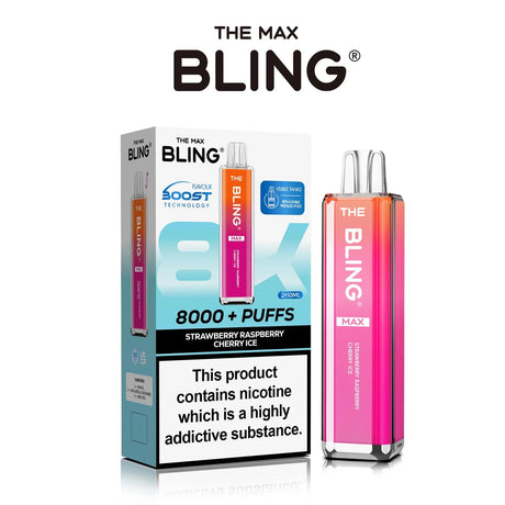 The Crystal Bling Max 8000 Preffilled Pod Kit Strawberry Raspberry Cherry Ice 