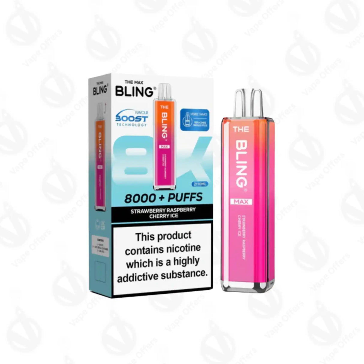 The Crystal Bling Max 8000 Strawberry Raspberry Cherry Ice Preffilled Pod Kit