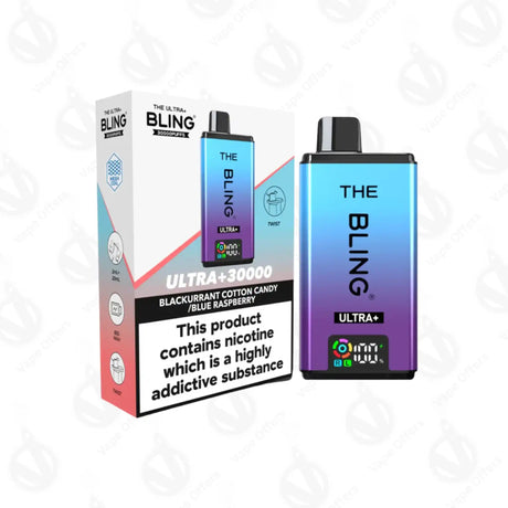 The Crystal Bling Ultra Plus 30k Blackcurrant Cotton Candy & Blue Raspberry Prefilled Vape Kit 