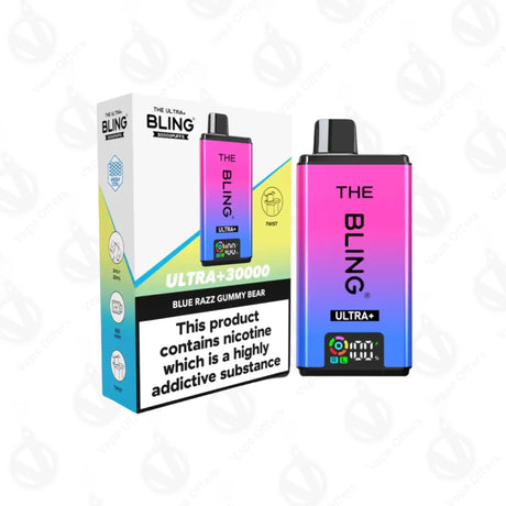 The Crystal Bling Ultra Plus 30k Blue Razz Gummy Bear Prefilled Vape Kit 