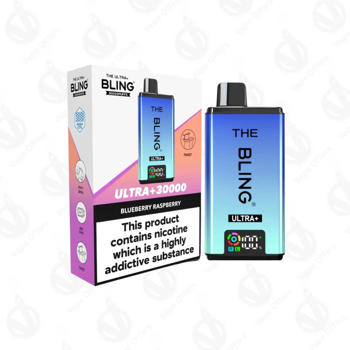 The Crystal Bling Ultra Plus 30k Blueberry Raspberry Prefilled Vape Kit 