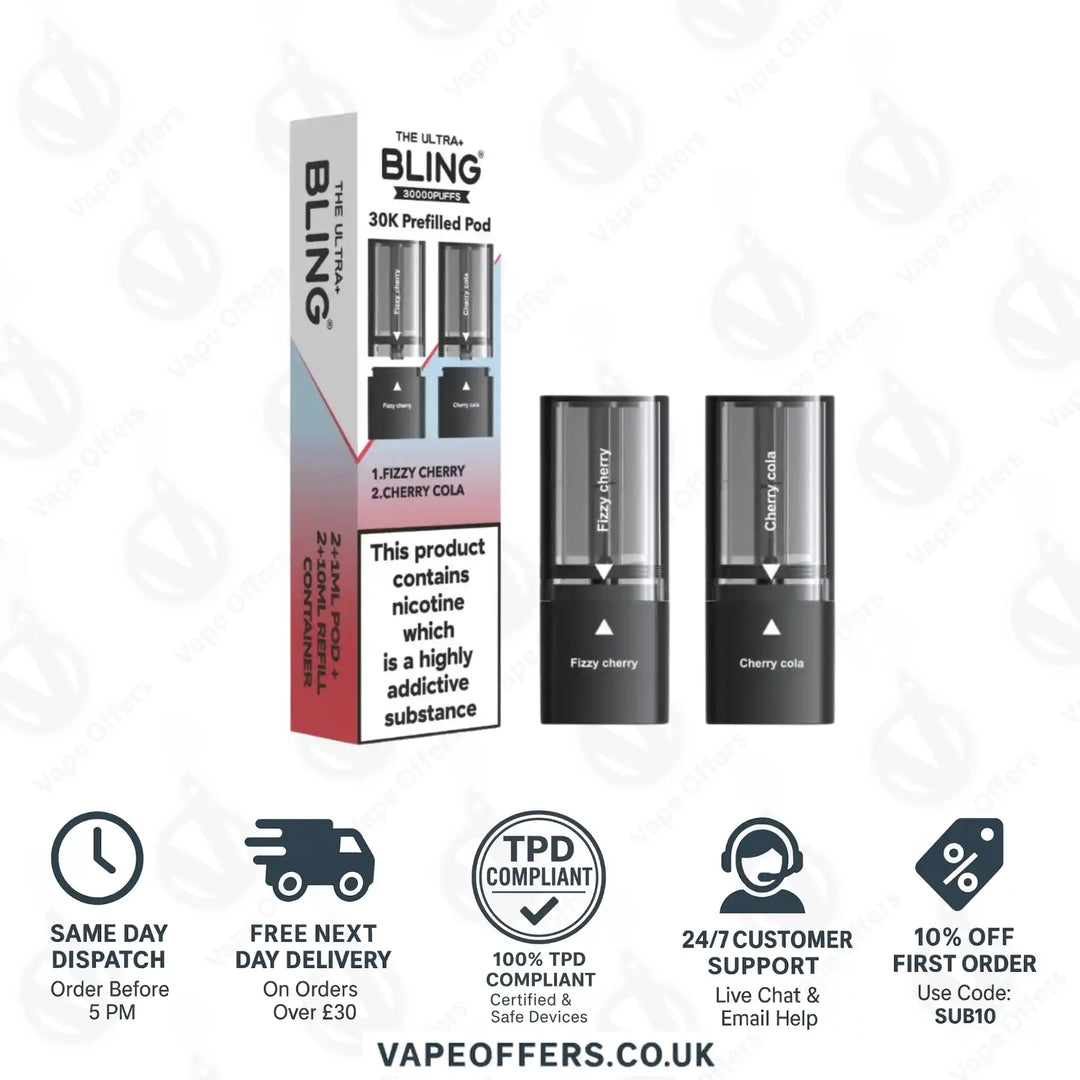 The Crystal Bling Ultra Plus 30k Prefilled Pods Fizzy Cherry & Cherry Cola