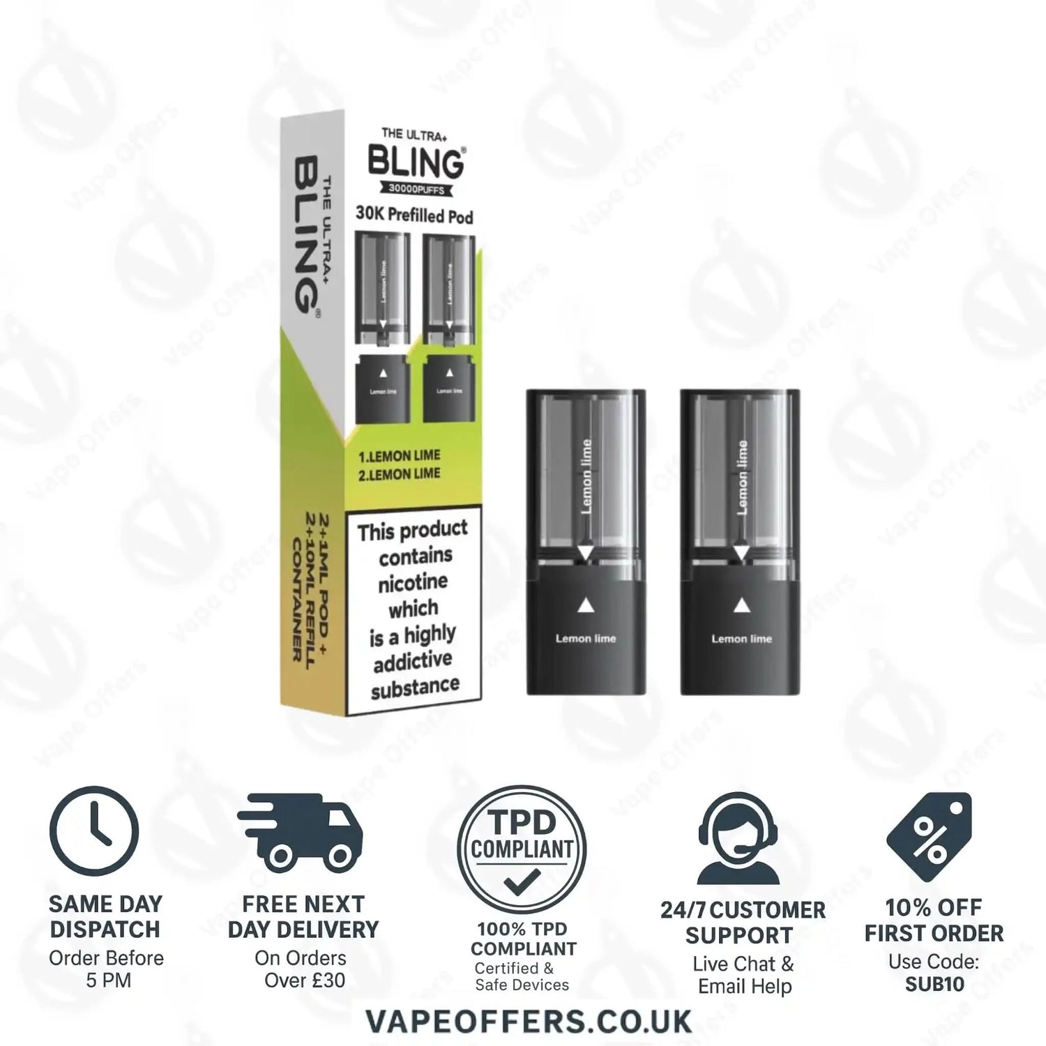 The Crystal Bling Ultra Plus 30k Prefilled Pods Lemon Lime 