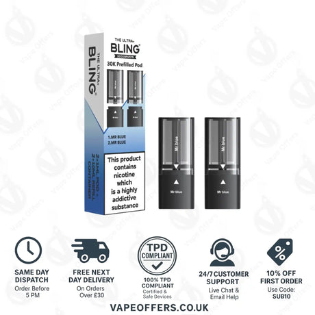 The Crystal Bling Ultra Plus 30k Prefilled Pods Mr Blue