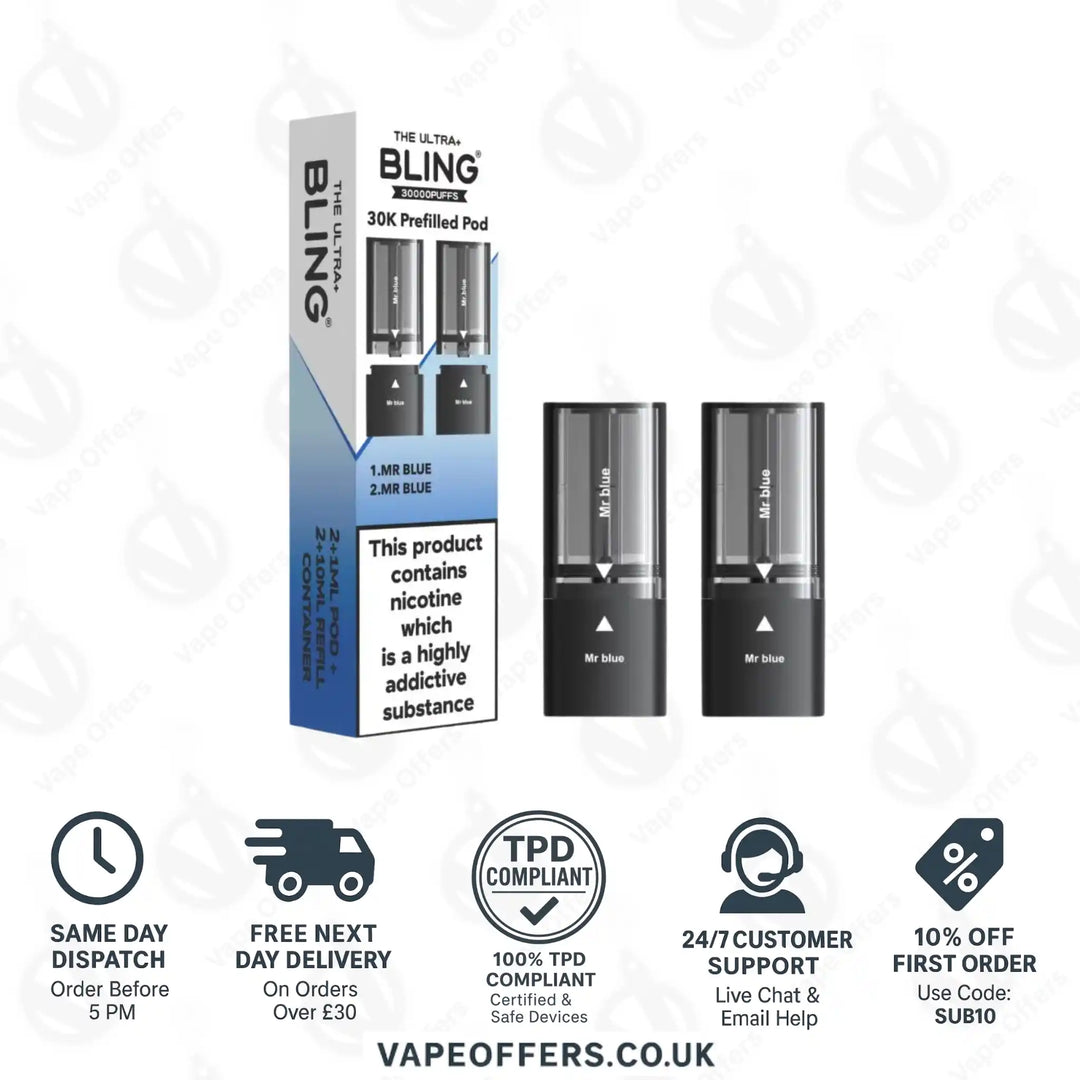 The Crystal Bling Ultra Plus 30k Prefilled Pods Mr Blue