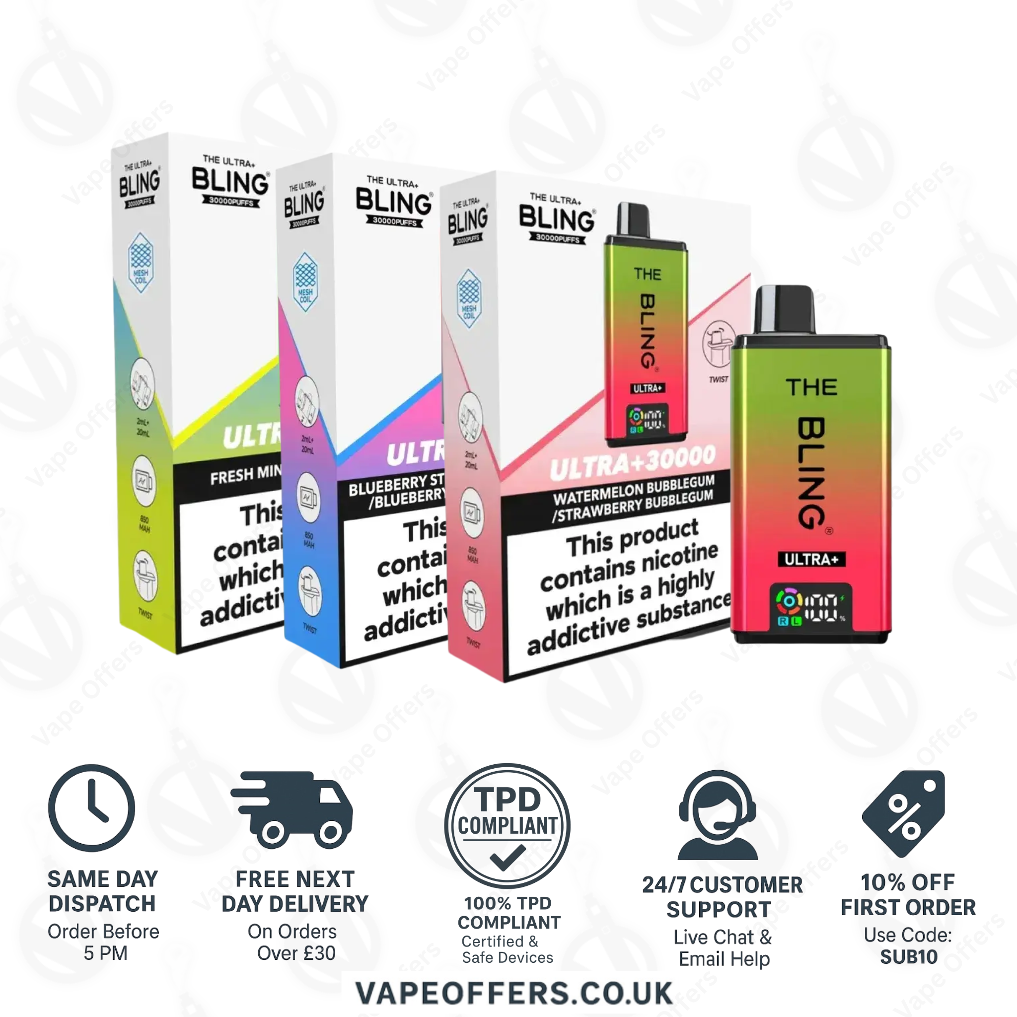 The Crystal Bling Ultra Plus 30k Prefilled Vape Kit 