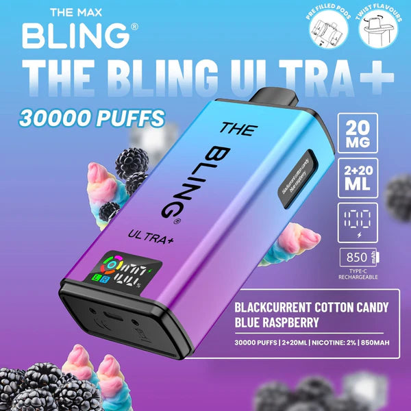 The Crystal Bling Ultra Plus 30k Prefilled Vape Kit - ⁠Blackurrant Cotton Candy / Blue Raspberry 