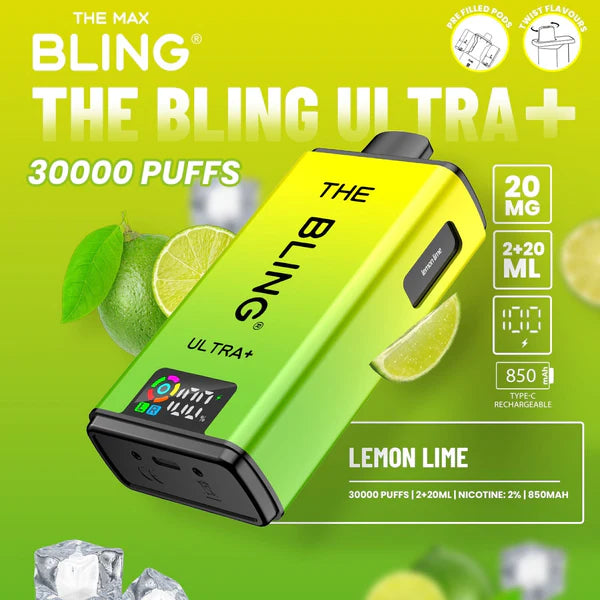 The Crystal Bling Ultra Plus 30k Prefilled Vape Kit - ⁠Lemon Lime 