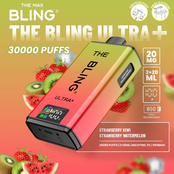 The Crystal Bling Ultra Plus 30k Prefilled Vape Kit - Strawberry Kiwi / Strawberry Watermelon 