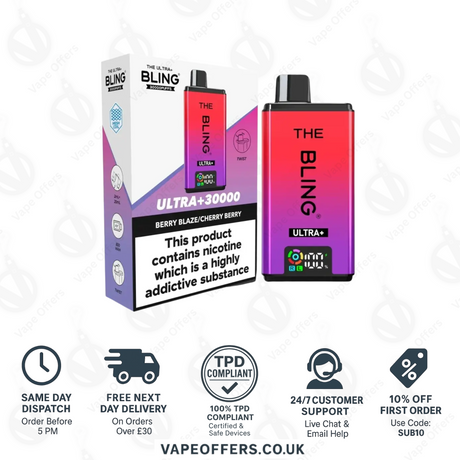 The Crystal Bling Ultra Plus 30k Prefilled Vape Kit Berry Blaze & Cherry Berry